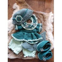 Funny Bunny XXL kledingset Fleury blauw - groen